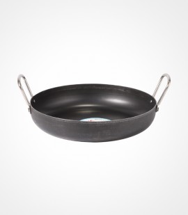 Iron deep frypan  w/ss handle (2h) - 24 cm