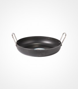 Iron deep frypan induction bottom - steel handle (2h) - 9 inch
