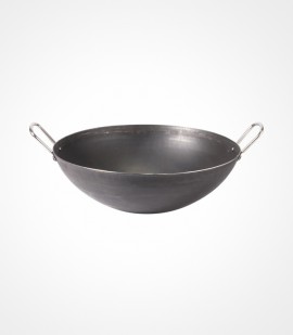Iron round kadai - steel handle (2h) - 31cm