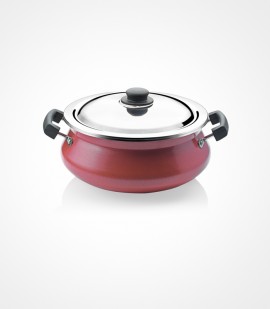 Non stick handi with stainless steel lid - small