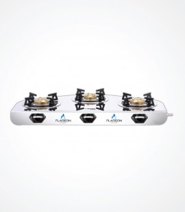 Flareon stainless steel lpg gas stove – 3 burner, super mirror finish, sturdy & elegant design