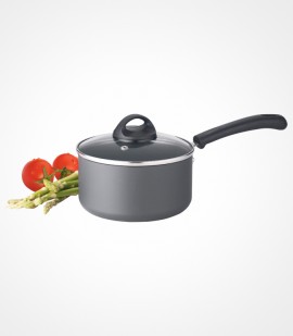 Non-stick trendy black sauce pan with glass lid