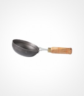 Iron tadka pan - wood handle - 5 inch