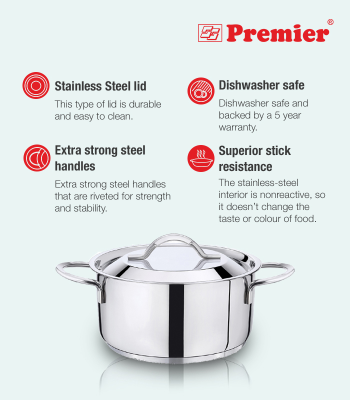 SS Premier 3-ply Clad Stainless Steel Stew Pot Tpc-20