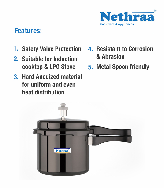 Nethraa Hard Anodized Induction Bottom Pressure Cooker