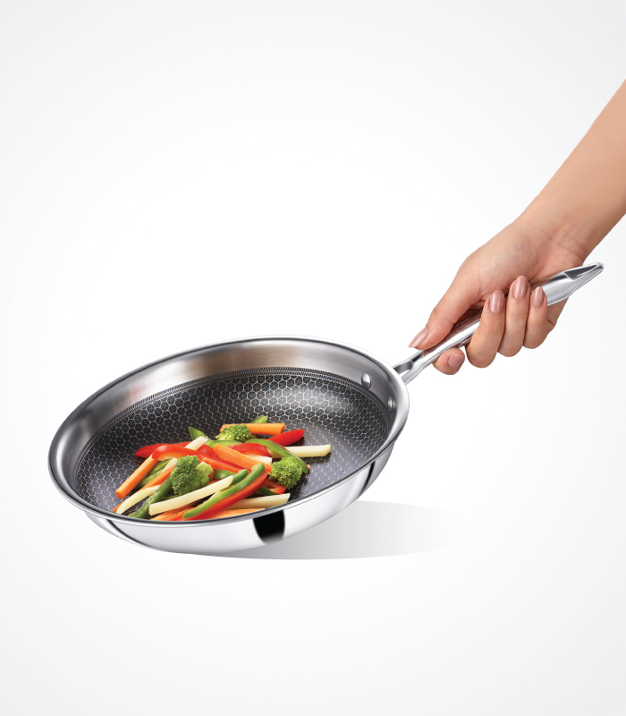 SS Premier Honeycomb Triply Stainless Steel Frypan 24 Cm