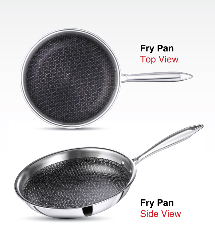SS Premier Honeycomb Triply Stainless Steel Frypan 24 Cm