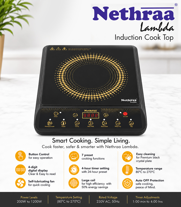 Nethraa Lambda Induction Cook Top 230v/1200w Nic9791