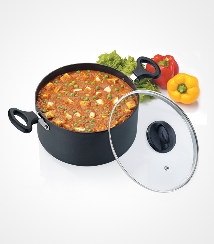 SS Premier Non-stick Trendy Black Stewpan With Glass Lid 20 Cm