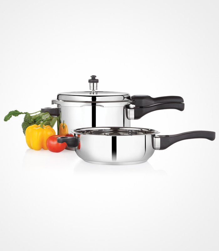 SS Premier Stainless Steel Combo Pack 3 Lit Pc + Pressure Pan Small Sg-523
