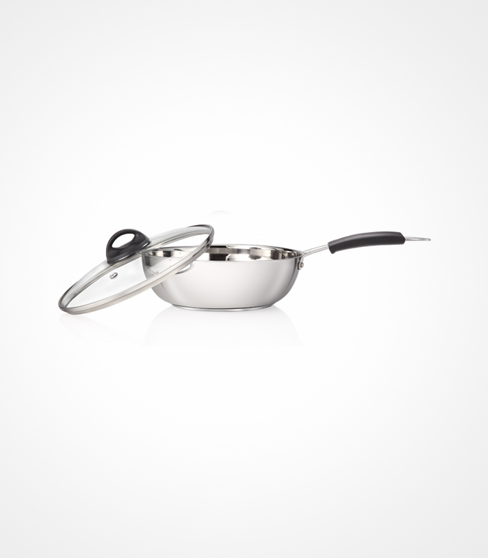 SS Premier Stainless Steel Sandwich Bottom Kadai With Glass Lid 22 Cm