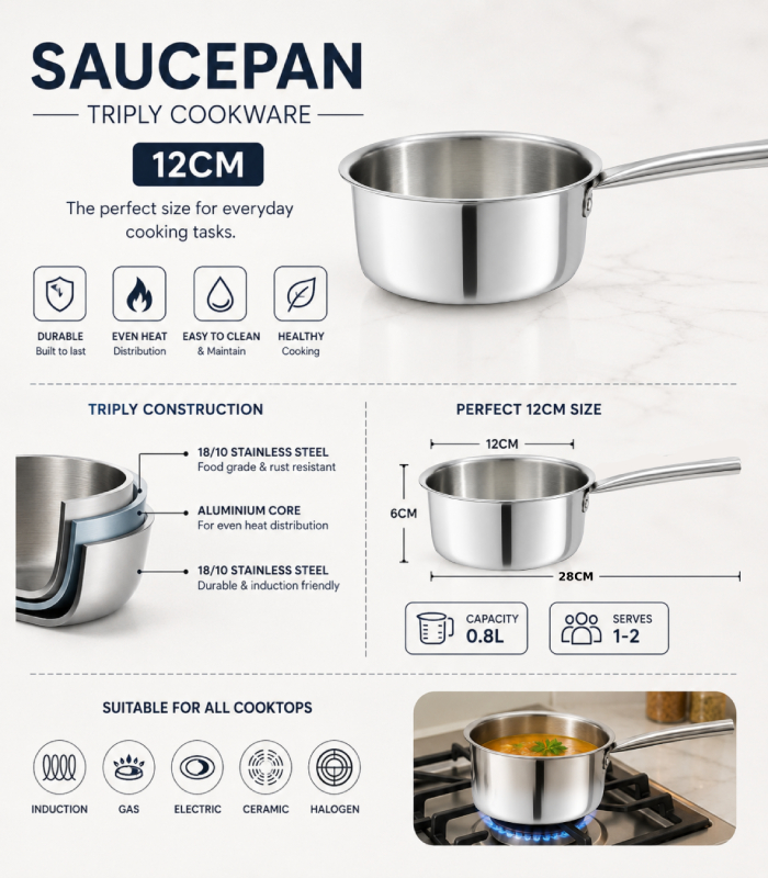 SS Premier Tri-ply Baby Series Sauce Pan  12cm
