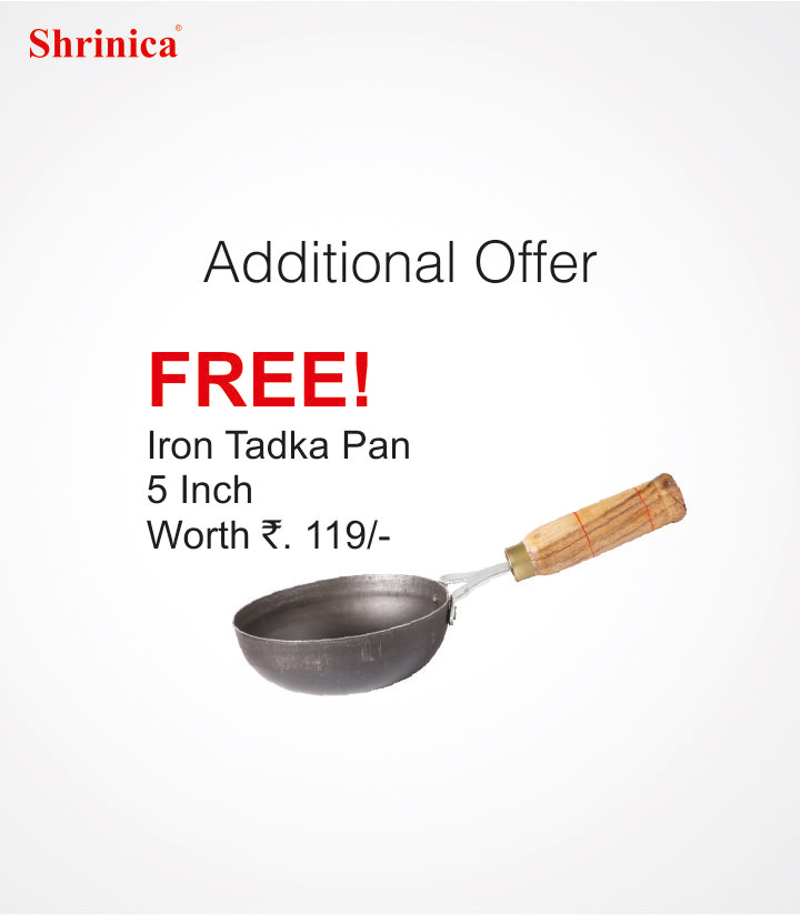 Shrinica Cast Iron Double Handle Dosa Tawa 12 Inch + Cast Iron Double Handle Kadai 10 Inch + Tadka 5 Inch Free