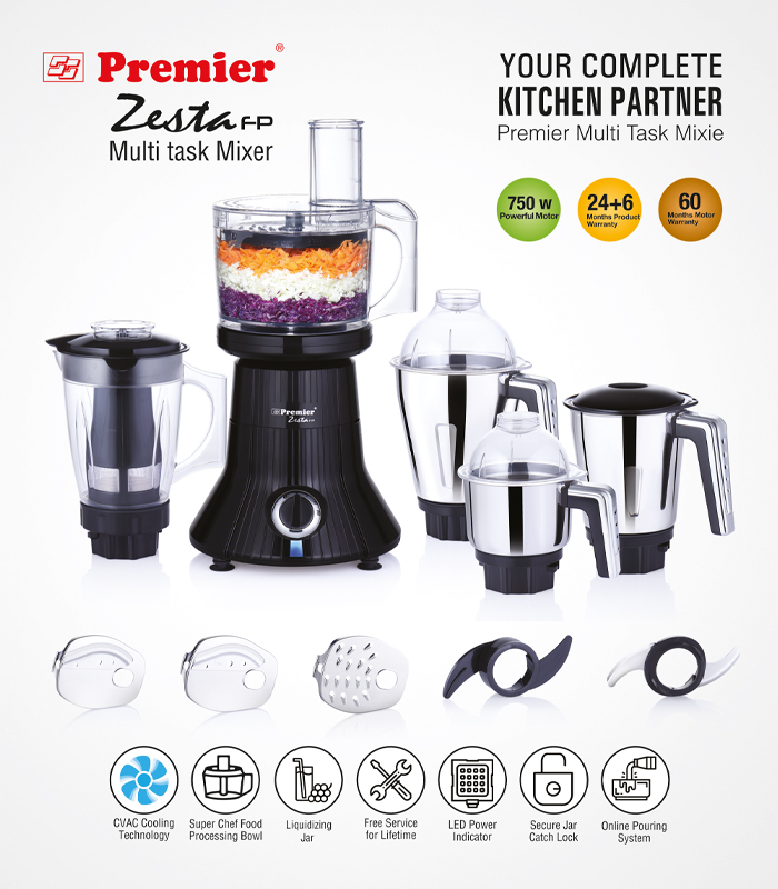 SS Premier Zesta Fp Mixer Grinder 230v/750w Black Mg5186 ( Multi Task Mixie )